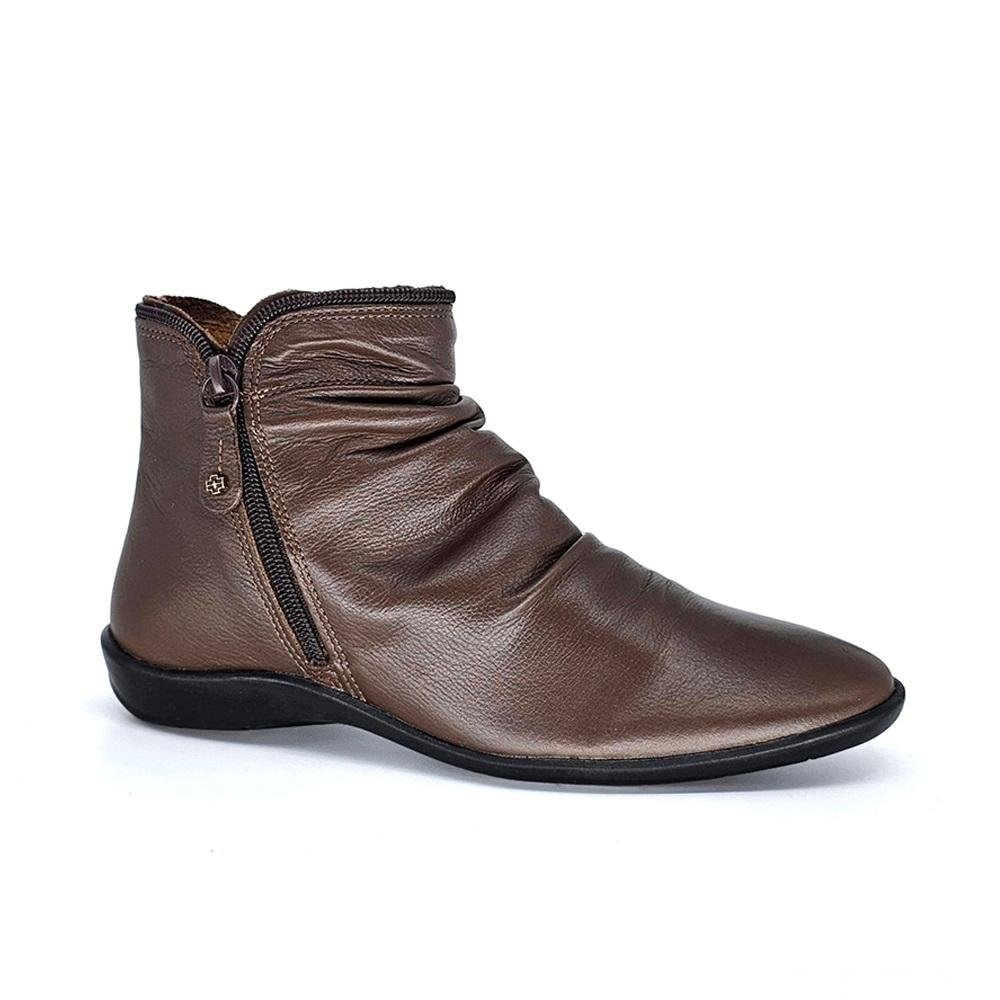 BOTA PERLATTO ANGEL COURO RUGAS ZIPER REF ANG811E FEMININO