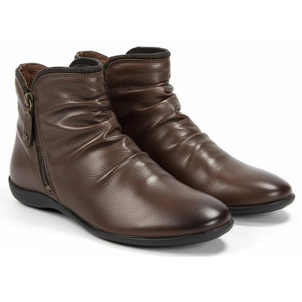 BOTA PERLATTO ANGEL COURO RUGAS ZIPER REF ANG811E FEMININO Café 3