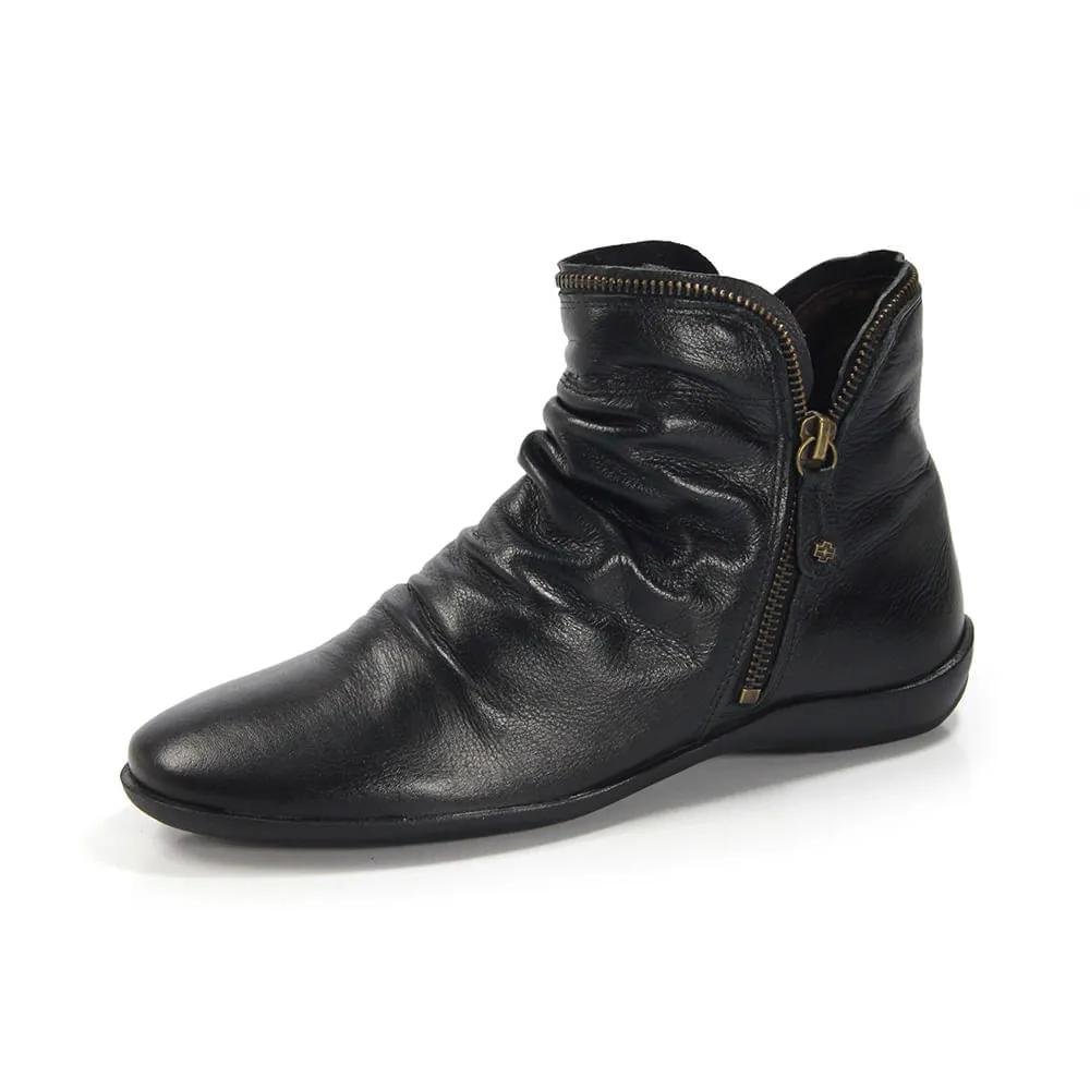 BOTA PERLATTO ANGEL COURO RUGAS ZIPER REF ANG811E FEMININO Preto 2