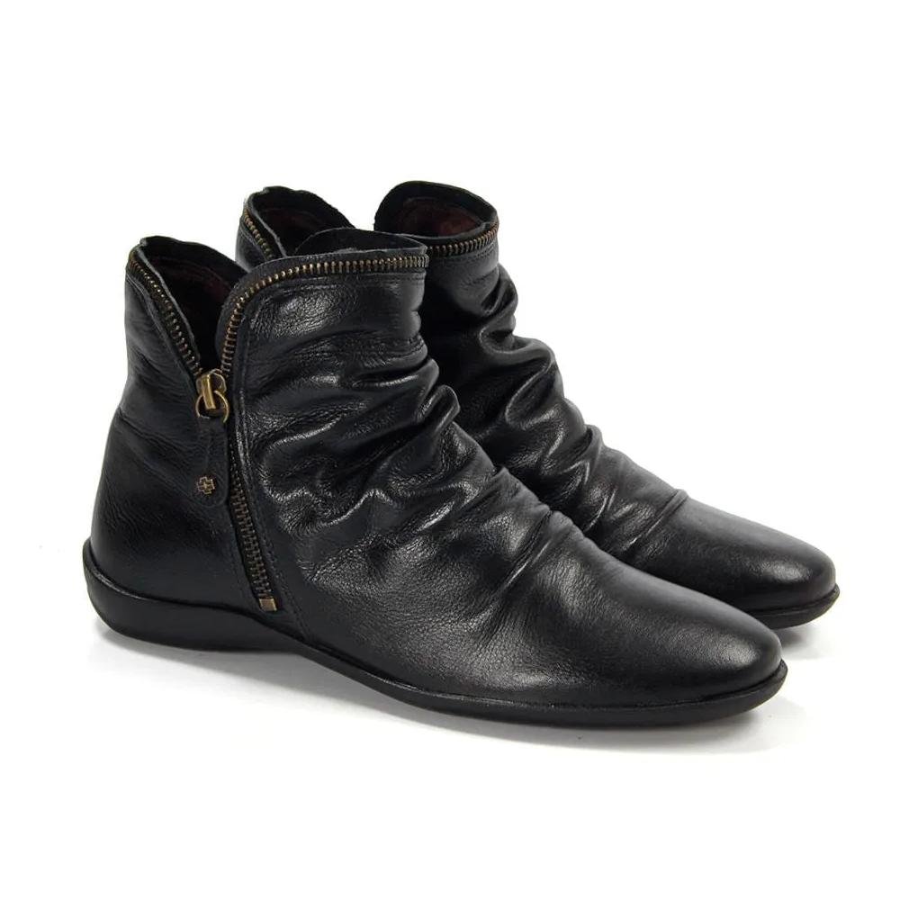 BOTA PERLATTO ANGEL COURO RUGAS ZIPER REF ANG811E FEMININO Preto 3