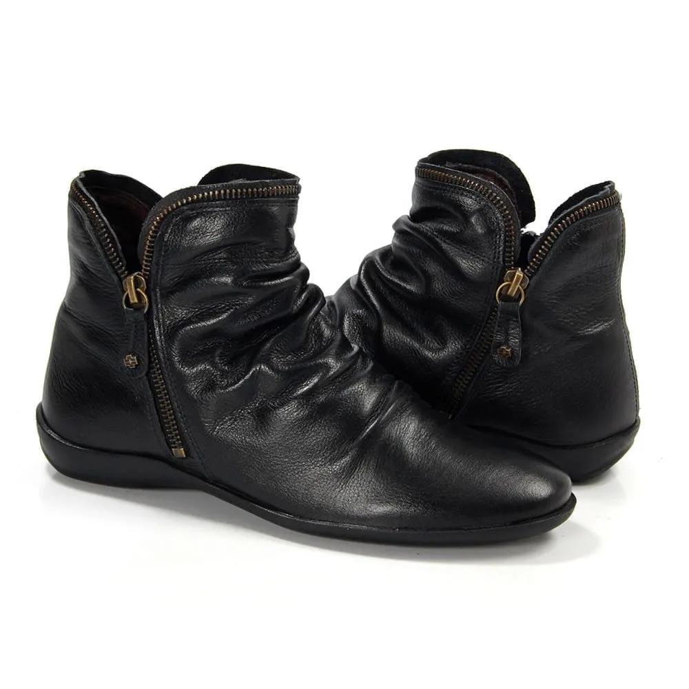 BOTA PERLATTO ANGEL COURO RUGAS ZIPER REF ANG811E FEMININO Preto 4