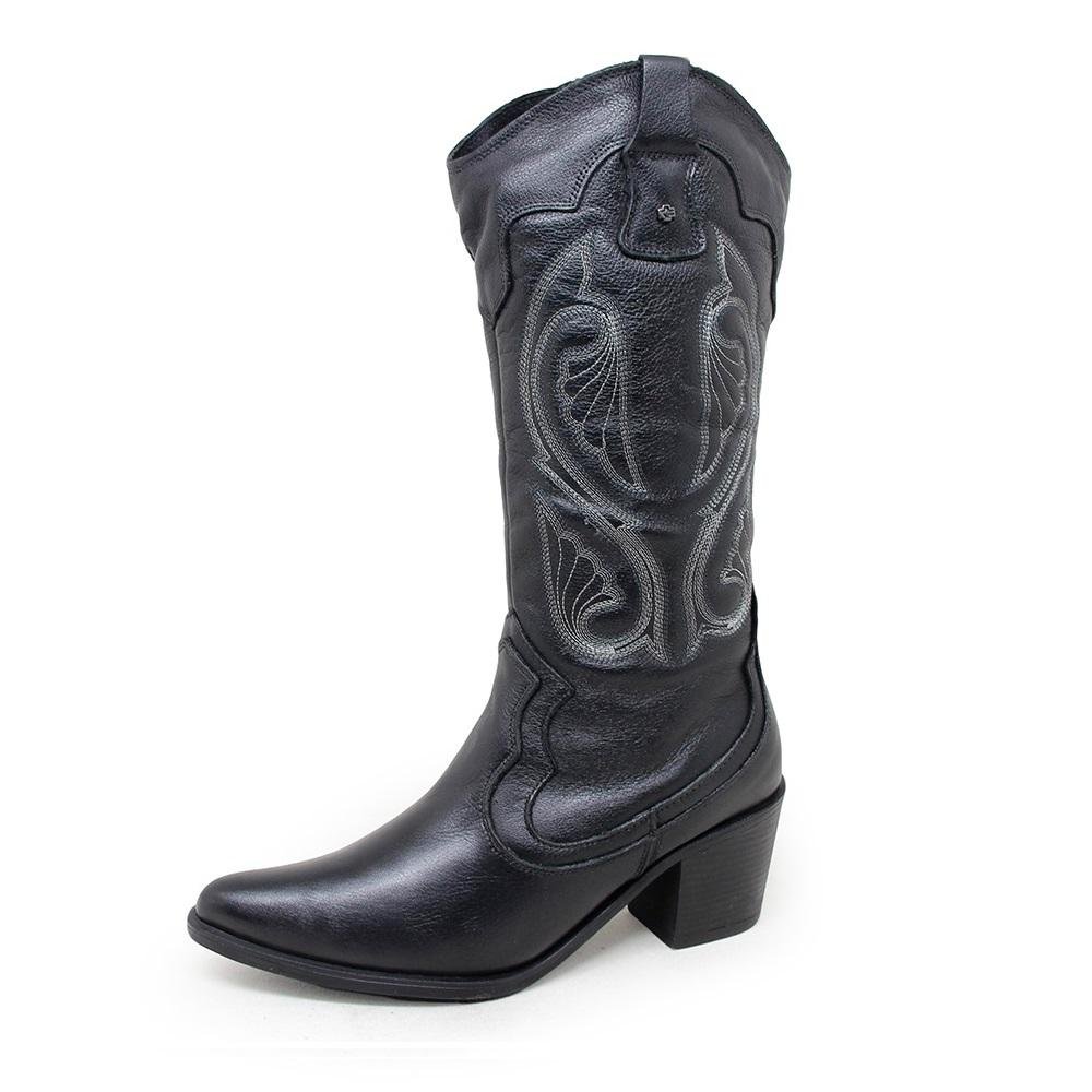 BOTA PERLATTO NEW WESTERN  CANO ALTO REF NWE001 FEMININO Preto 4
