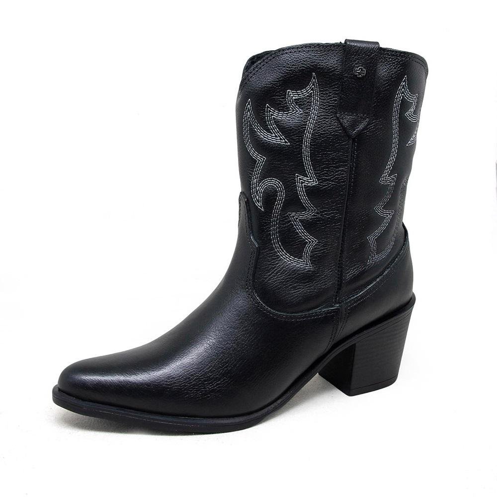 BOTA PERLATTO NEW WESTERN CANO MÉDIO REF NWE007 FEMININO Preto 2