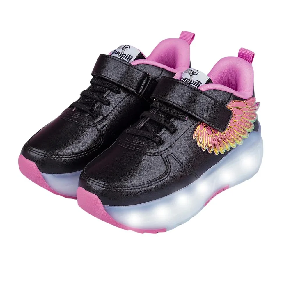 TENIS PAMPILI FLY RODINHA LED REF 782002000 MENINA Preto 2