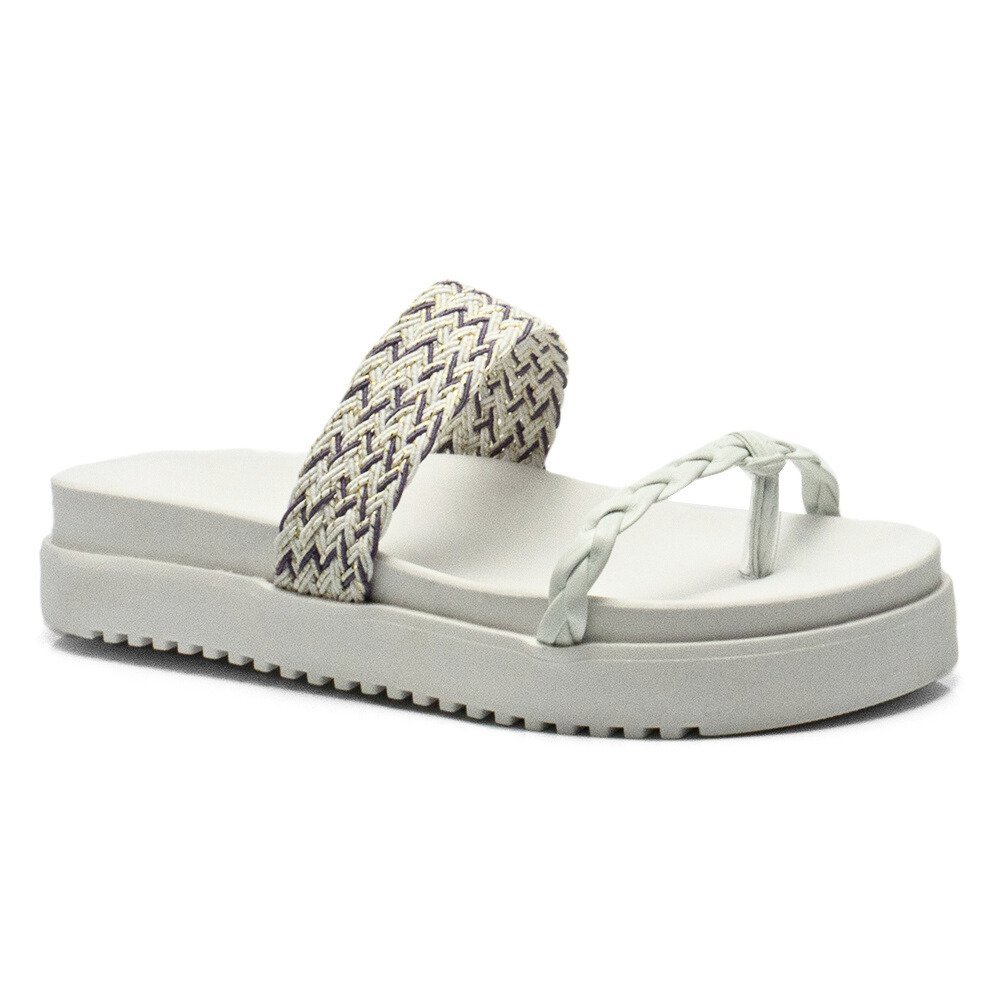 Sandalia Tresse Papete Calce Facil Plataforma GuGi Lancamento Verao 901-GG Branco 2