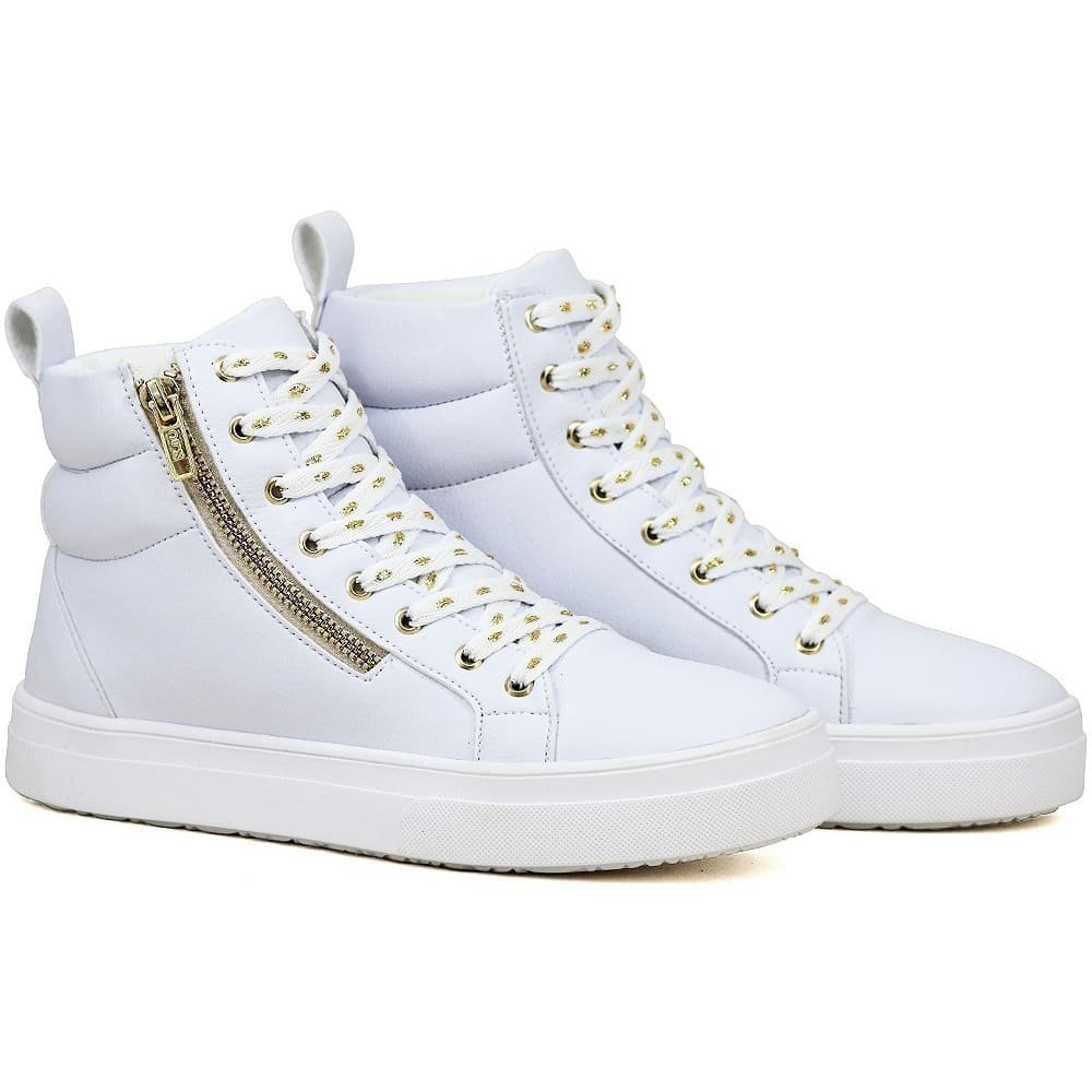 Tenis Botinha Fit Feminina Ziper Lateral Bota Treino Sola Reta Academia Cano Alto GuGi Branco 2