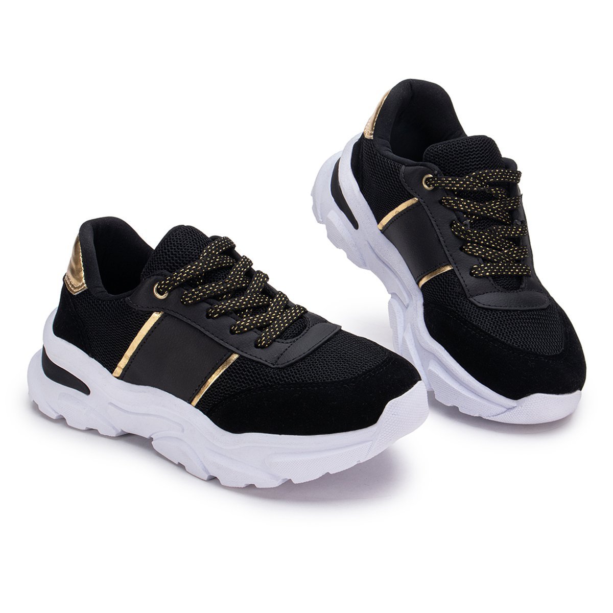 Tenis Feminino GuGi Casual Fiorella 622-GG Solado Antiderrapante Leve Para o Dia a Dia Preto 3