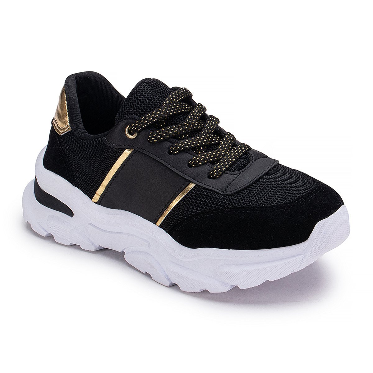 Tenis Feminino GuGi Casual Fiorella 622-GG Solado Antiderrapante Leve Para o Dia a Dia Preto 4