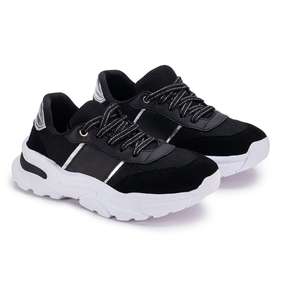 Tenis Feminino GuGi Casual Fiorella 622-GG Solado Antiderrapante Leve Para o Dia a Dia Preto 1