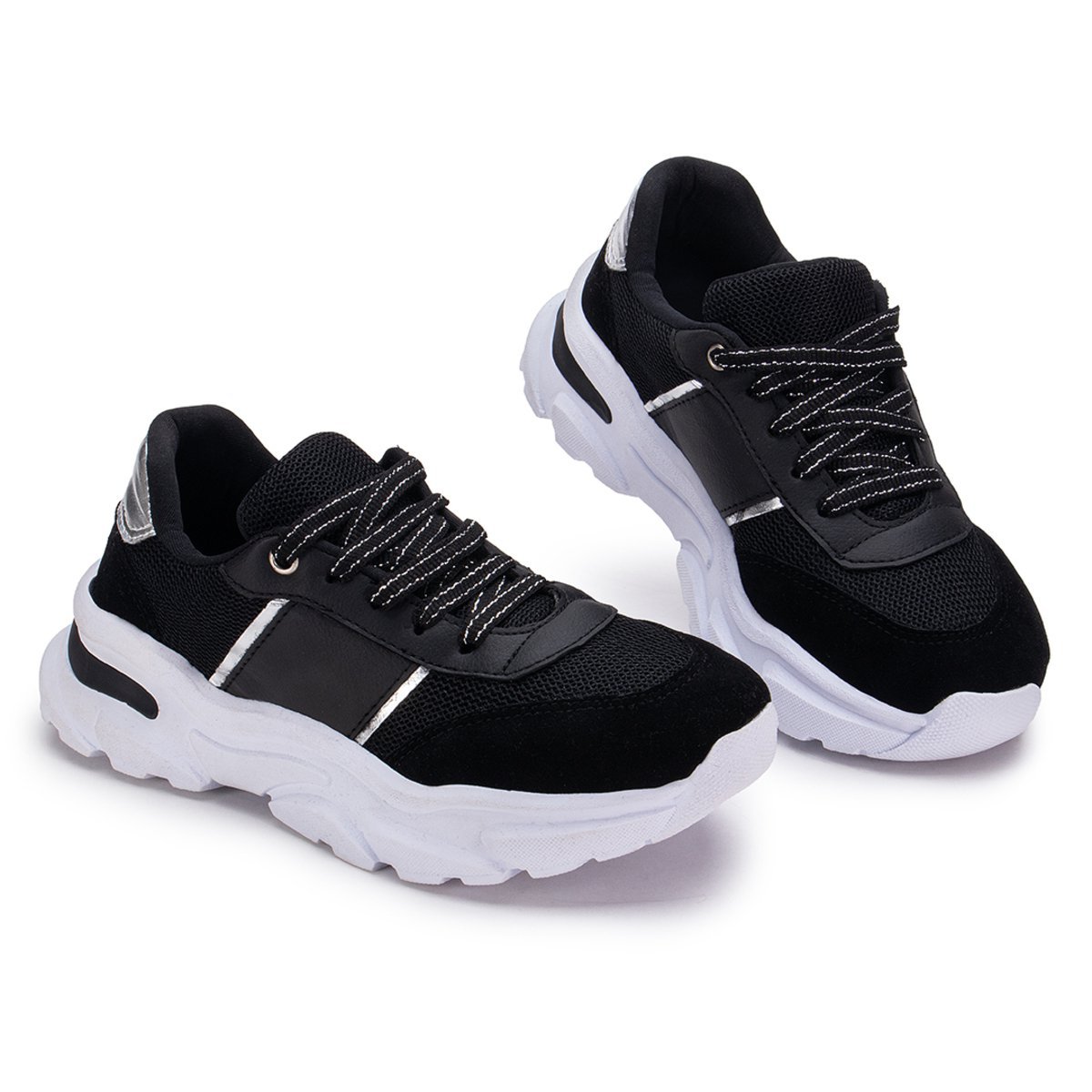 Tenis Feminino GuGi Casual Fiorella 622-GG Solado Antiderrapante Leve Para o Dia a Dia Preto 3