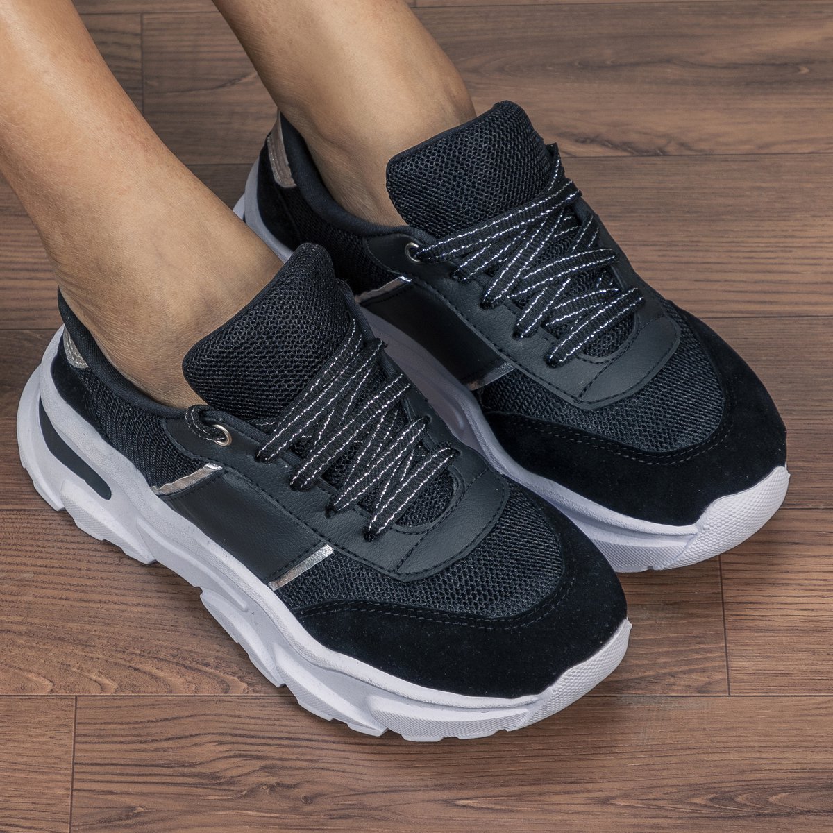 Tenis Feminino GuGi Casual Fiorella 622-GG Solado Antiderrapante Leve Para o Dia a Dia Preto 6