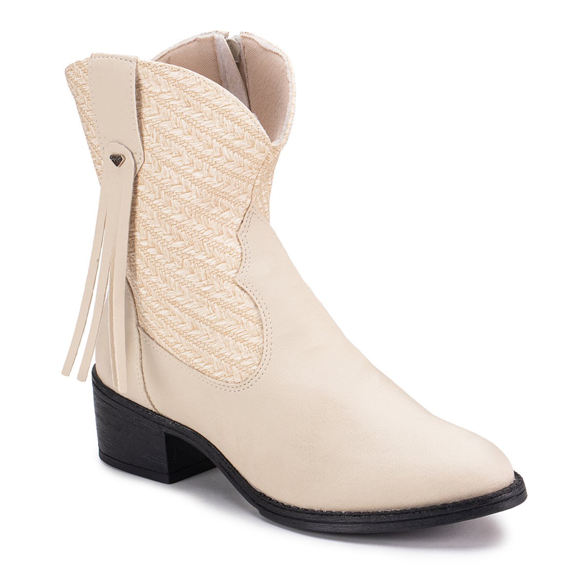 Bota Western IZA GuGi 218-GG Com Franja Cano Medio Solado Antiderrapante Bege 3