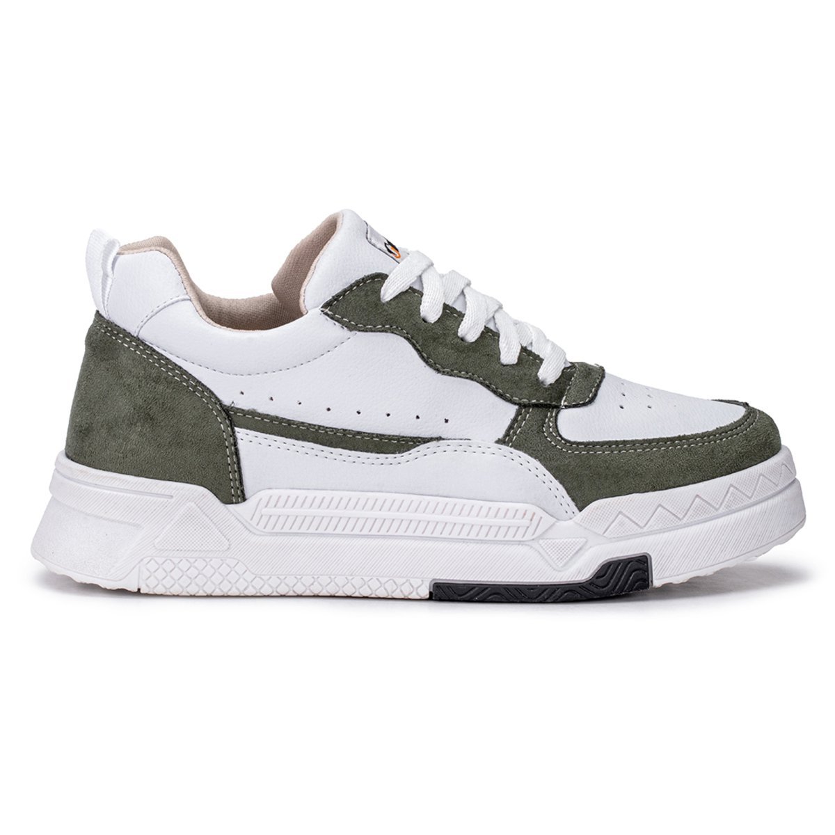 Tenis Feminino Jade Casual GuGi 623-GG Branco Com Detalhes Em Camurca Solado Antiderrapante Verde 7
