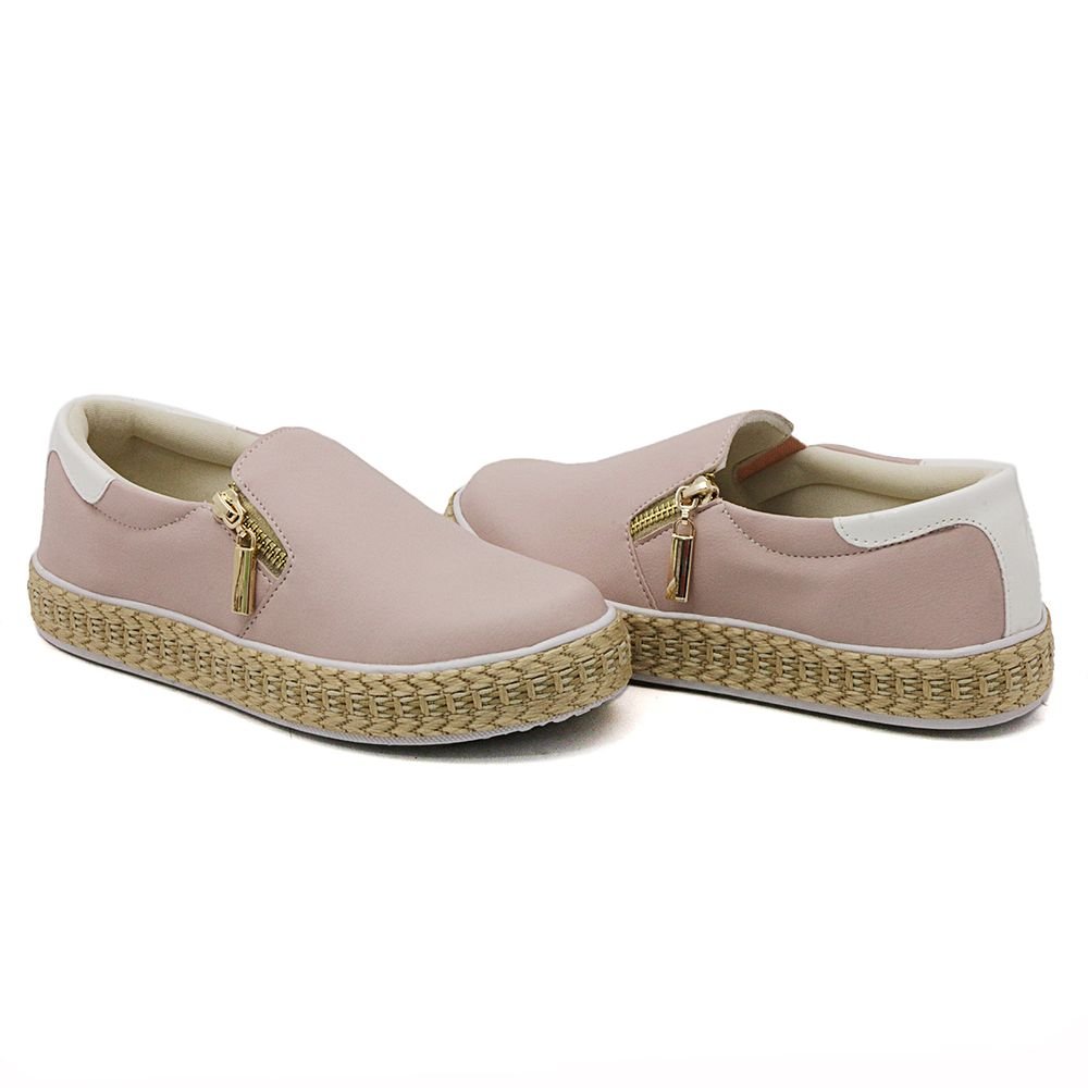 Tenis Slip On Feminino com Ziper e Sola Borracha Leve Calce Facil Sola Plataforma Dia a dia 3