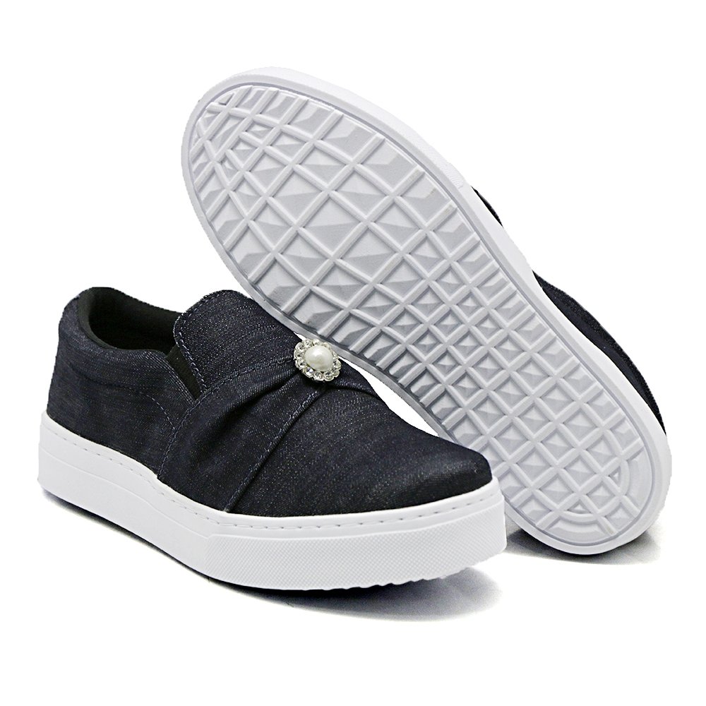 Tênis Slip On Dk Use Shoes com Elástico Calce Fácil e Pedraria Azul 2