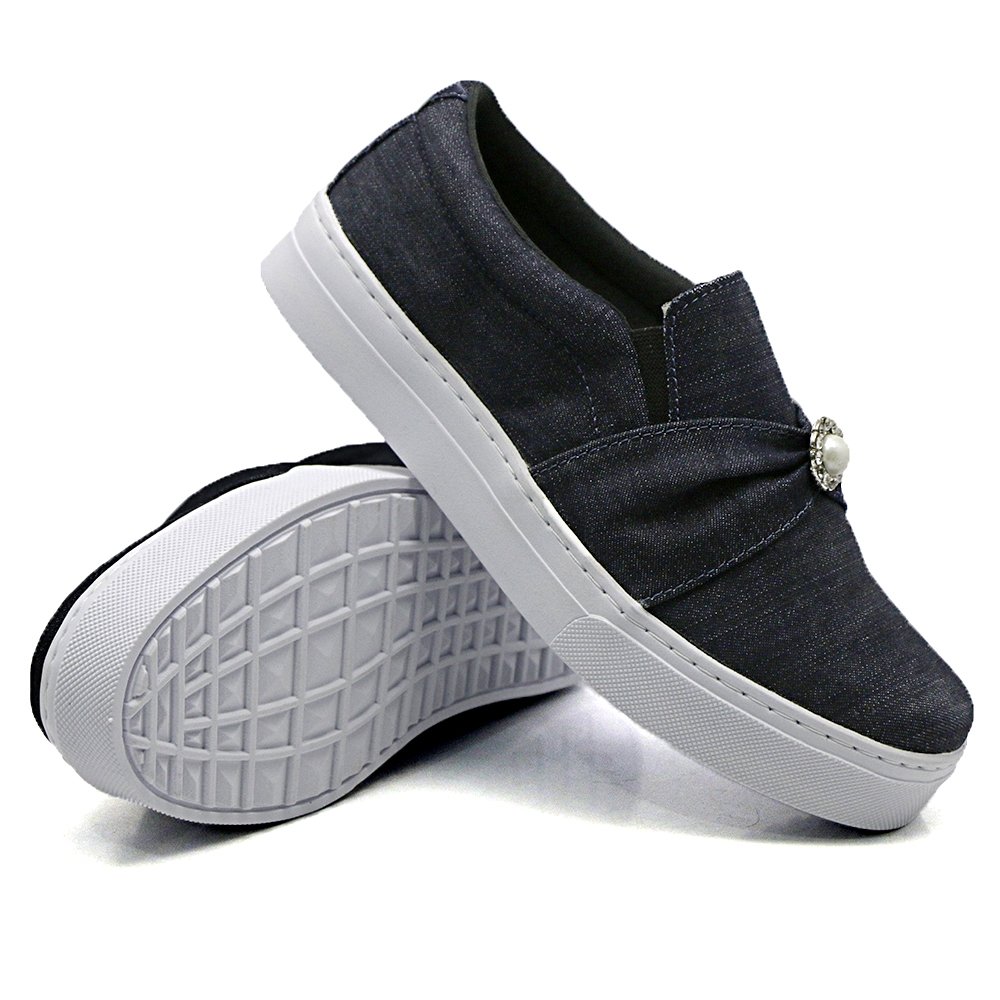 Tênis Slip On Dk Use Shoes com Elástico Calce Fácil e Pedraria Azul 3