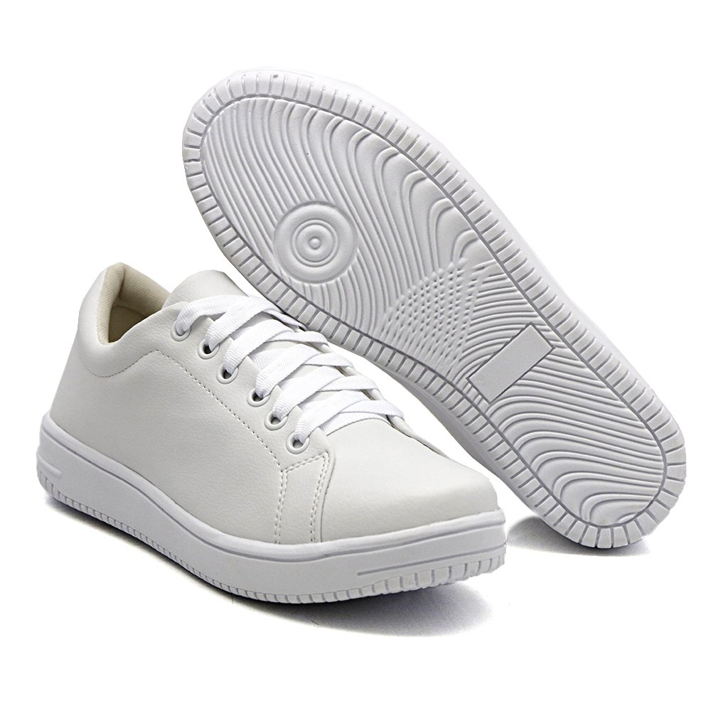 Tenis Moda Fashion Feminino com Cadarço e Sola Leve Estilo e Conforto Mulher Casual Branco 3