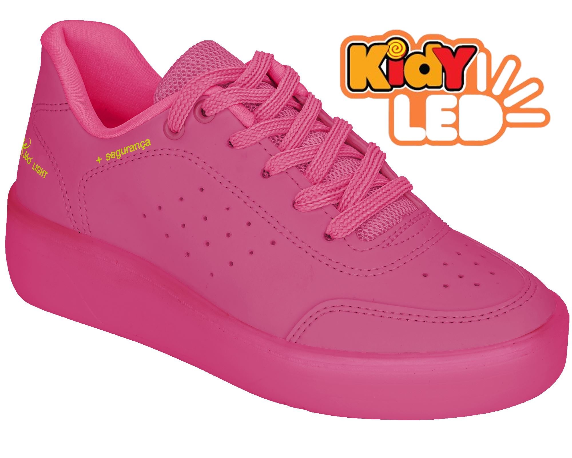 Tênis Kidy Street Star Rodinha Led Rosa