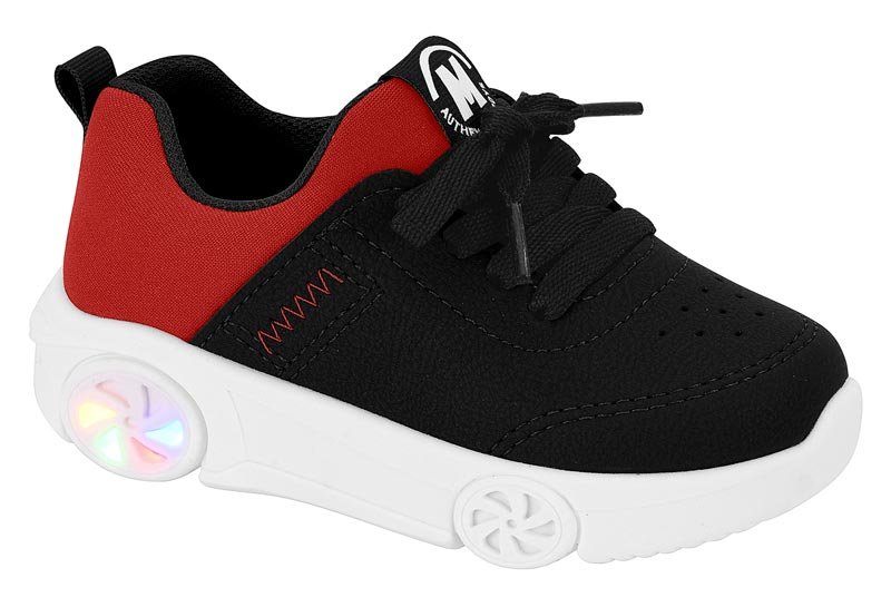 Tênis Molekinho Napa Carrinho com Led Preto/Verm