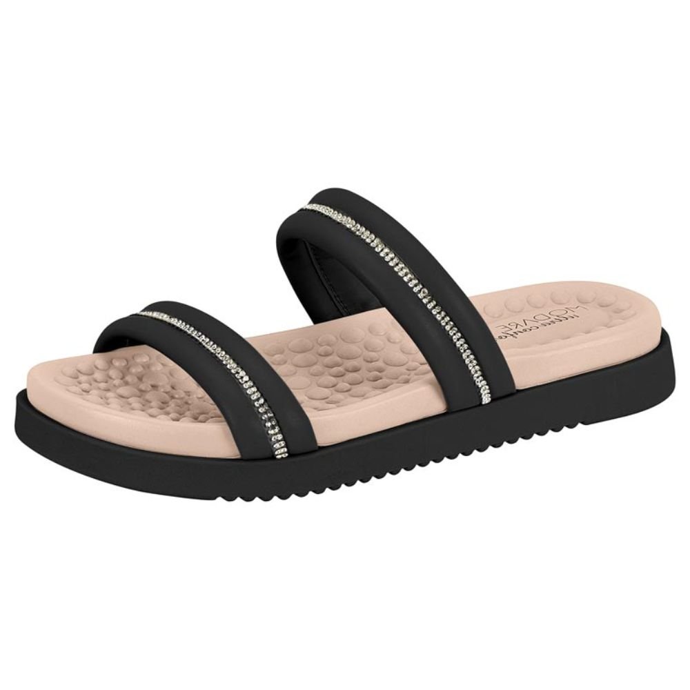 Chinelo Modare Ultraconforto Papete Tira Strass Preto 2