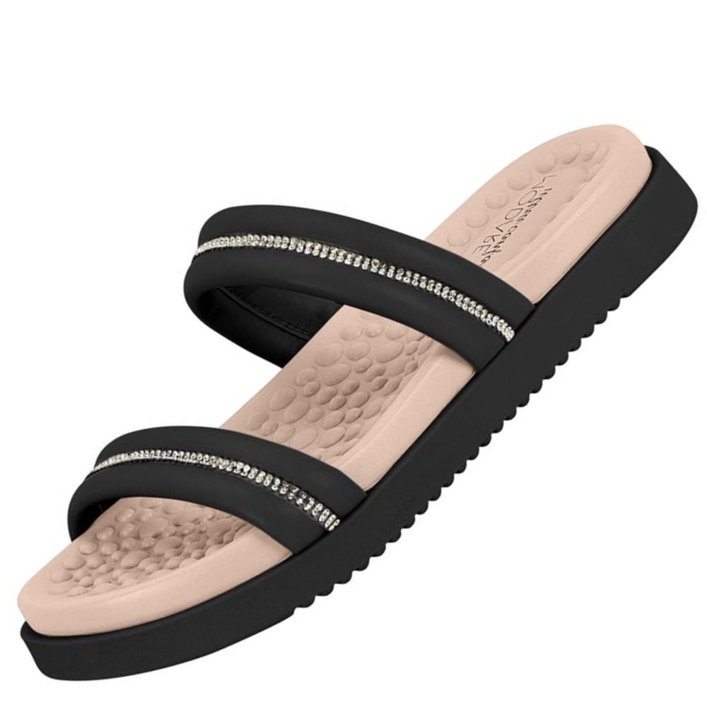 Chinelo Modare Ultraconforto Papete Tira Strass Preto 3
