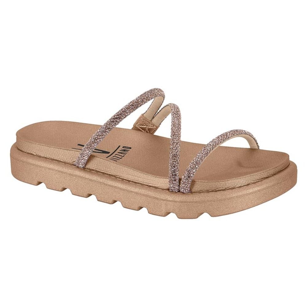 Chinelo Pepete Vizzano Oro Rosado Strass