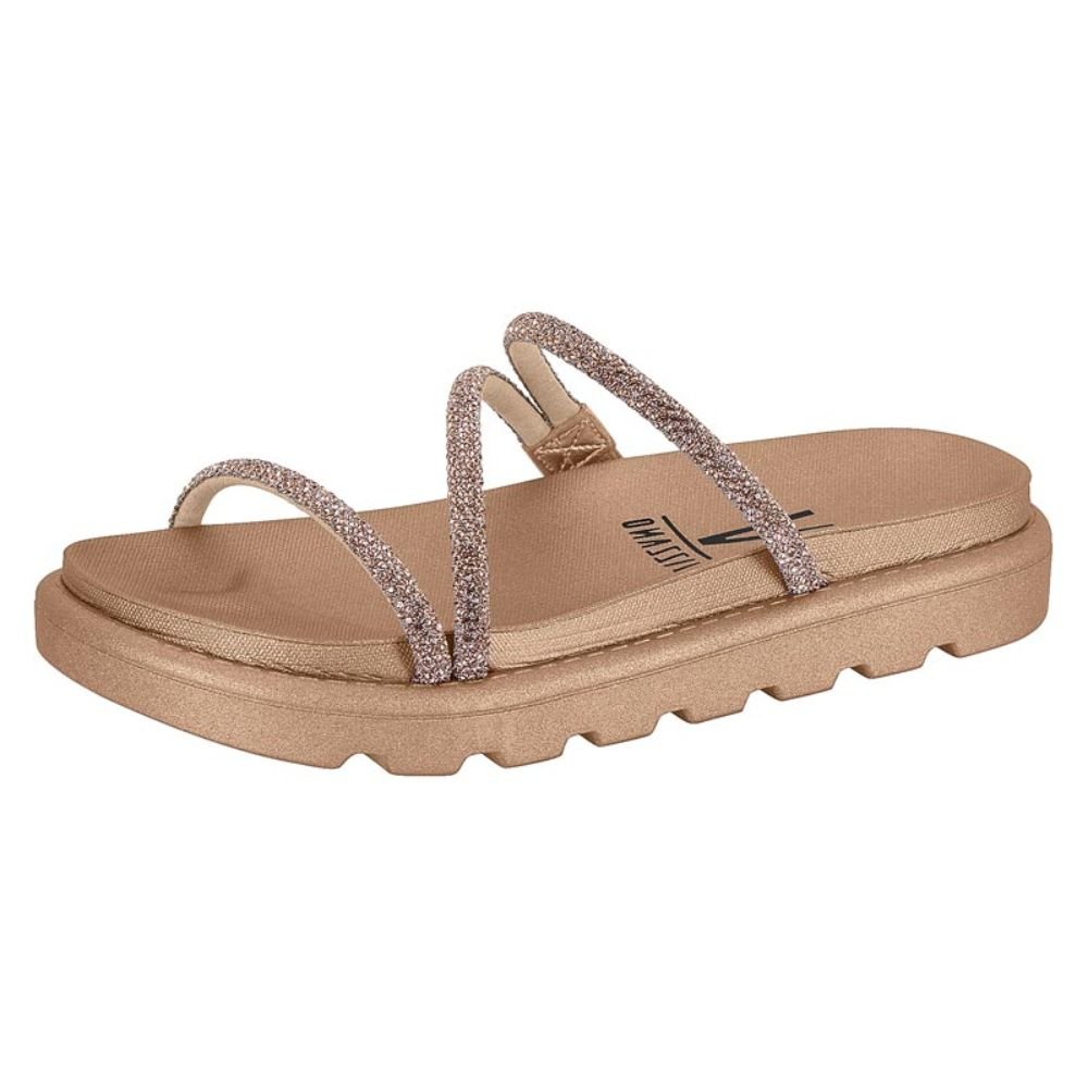 Chinelo Pepete Vizzano Oro Rosado Strass Dourado 2