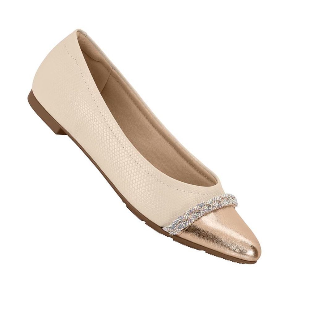 Sapatilha Modare Casual Feminina Strass Creme Creme 2