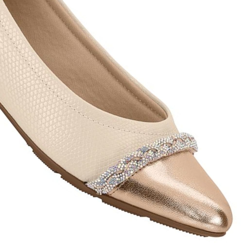 Sapatilha Modare Casual Feminina Strass Creme Creme 3