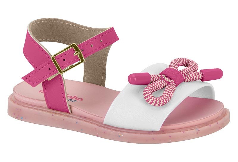 Sandália Molekinha Branco/Pink