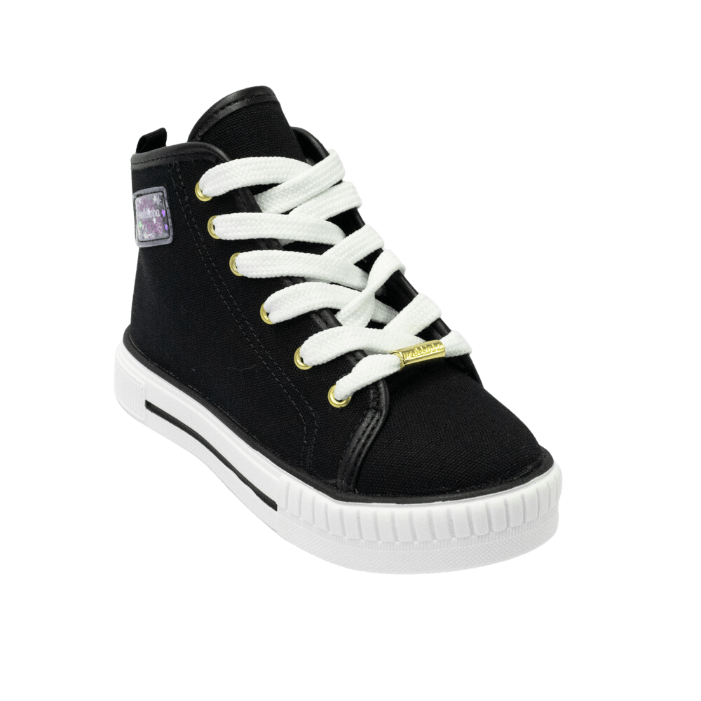Tênis Molekinha Cano Longo Lona Sider Preto 2