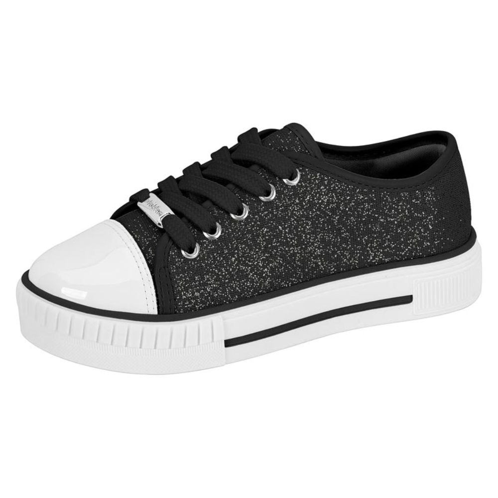 Tênis Molekinha Tecido Lona Gliter Preto Preto 2