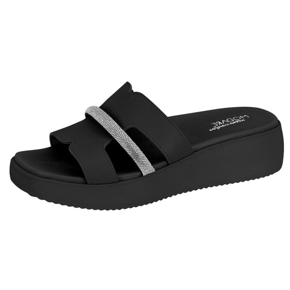Tamanco Modare Ultraconforto Plataforma Tira Strass Preto 2