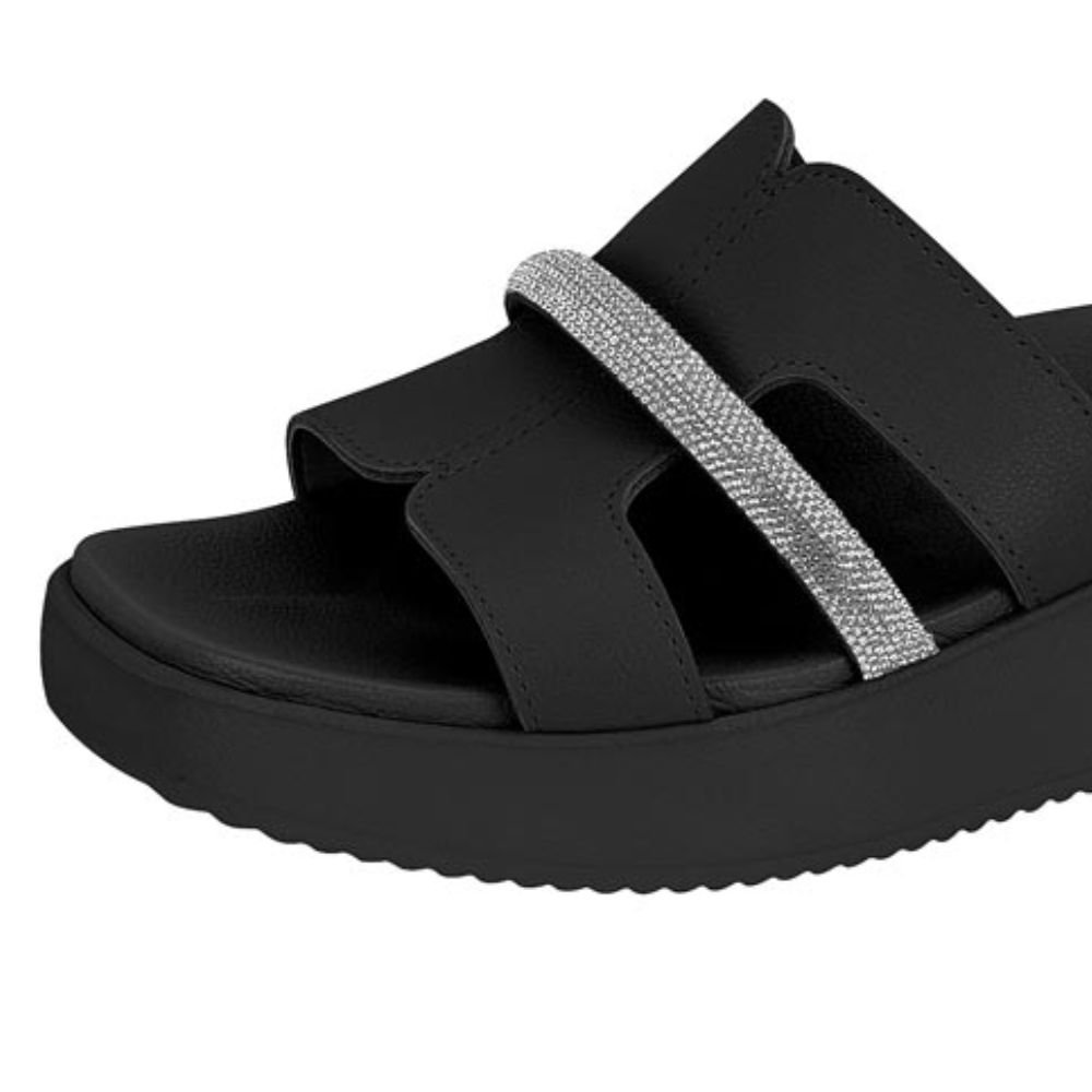Tamanco Modare Ultraconforto Plataforma Tira Strass Preto 3