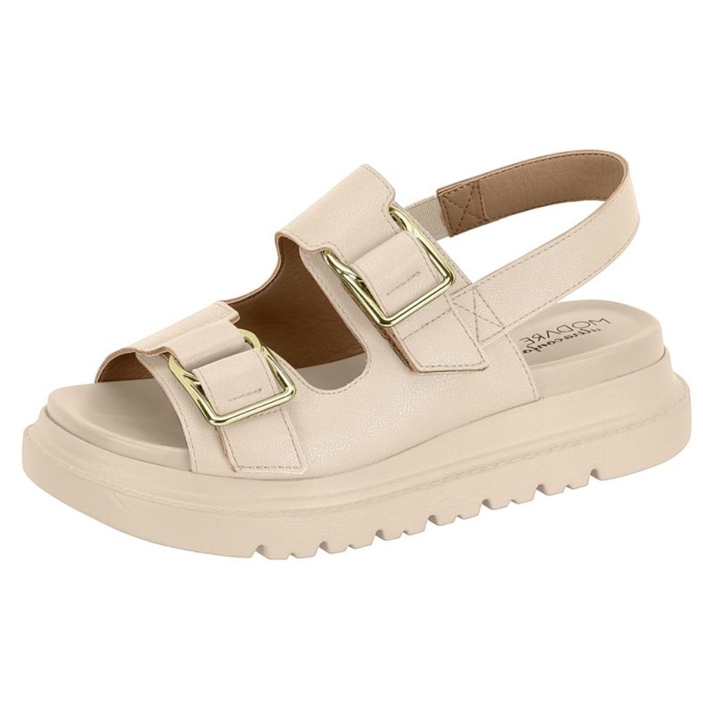 Sandália Papete Velcro Modare Feminina Off White 2