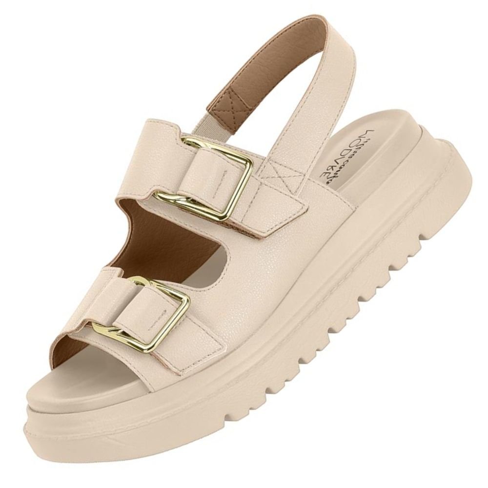 Sandália Papete Velcro Modare Feminina Off White 3
