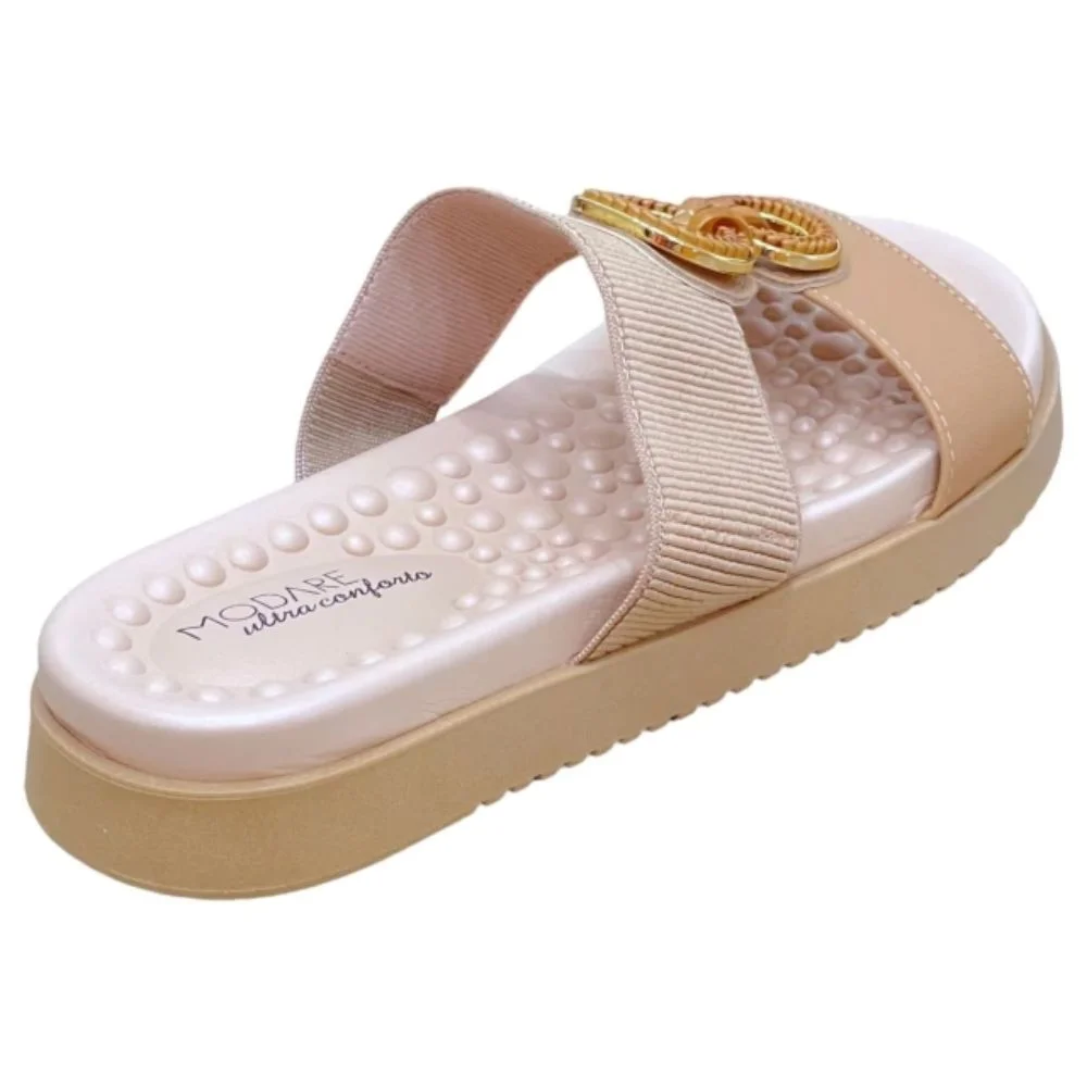 Tamanco Modare Tira Dupla Pedraria Bege 2