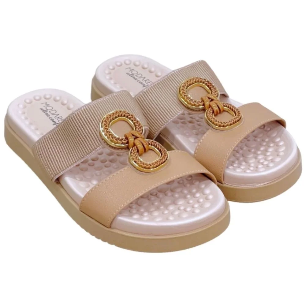 Tamanco Modare Tira Dupla Pedraria Bege 3