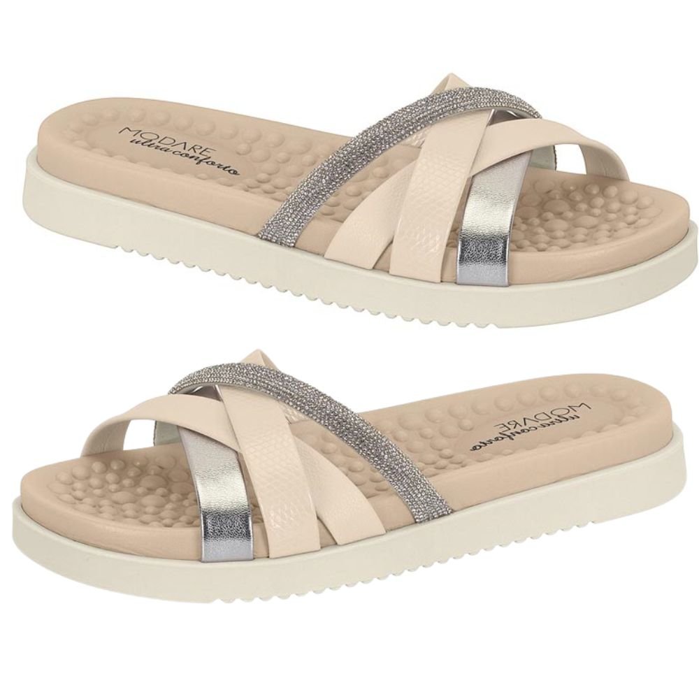 Tamanco Modare Ultaconforto Listra Cristal Creme 3