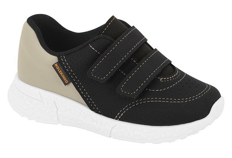 Tênis Molekinho Napa Velcro Preto/Areia