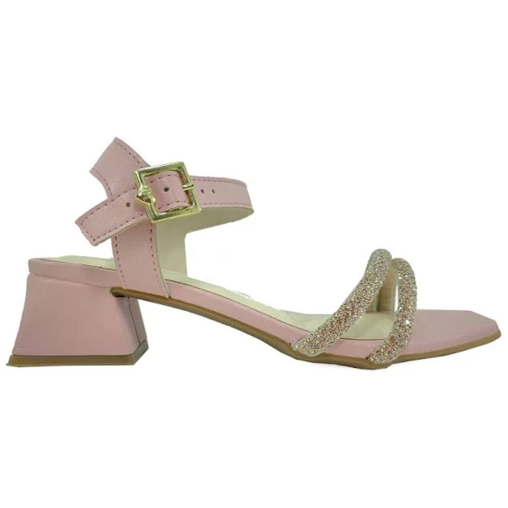 Sandalia Molekinha Salto Tira Strass Rosa Rosa 3