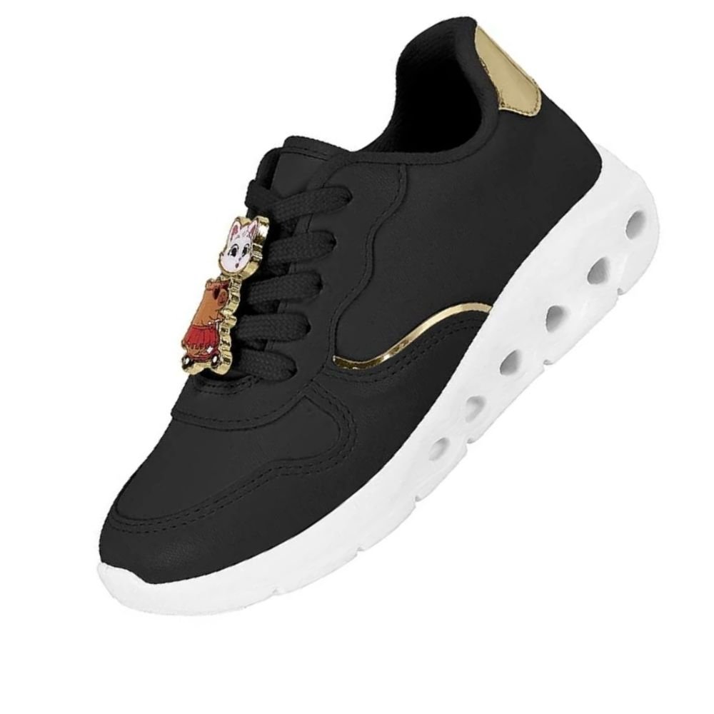 Tenis Molekinha Casual Infantil Boton Cadarço Preto 3