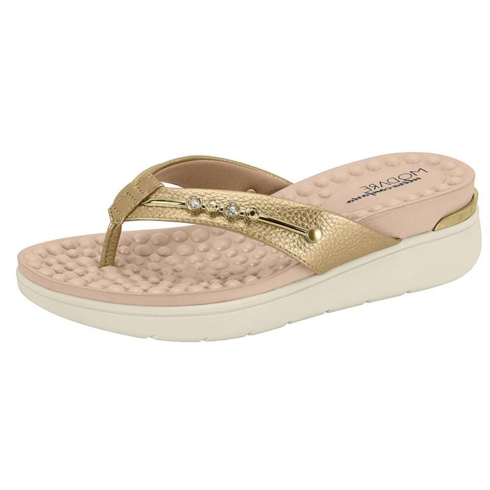 Sandália Tamanco Modare Ultraconforto Com Palmilha Massageadora Dourado 2