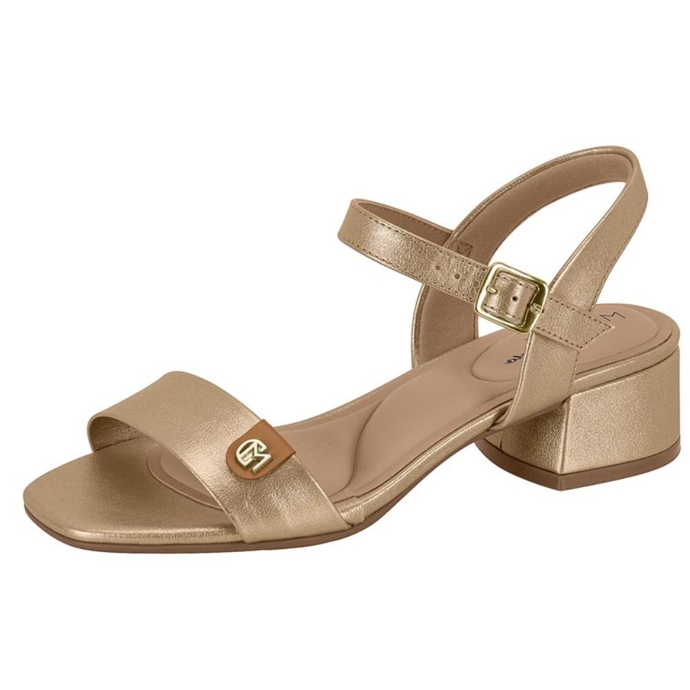 Sandalia Feminina Modare Salto Bloco Baixo Confortavel Casual Festa Dourado 2