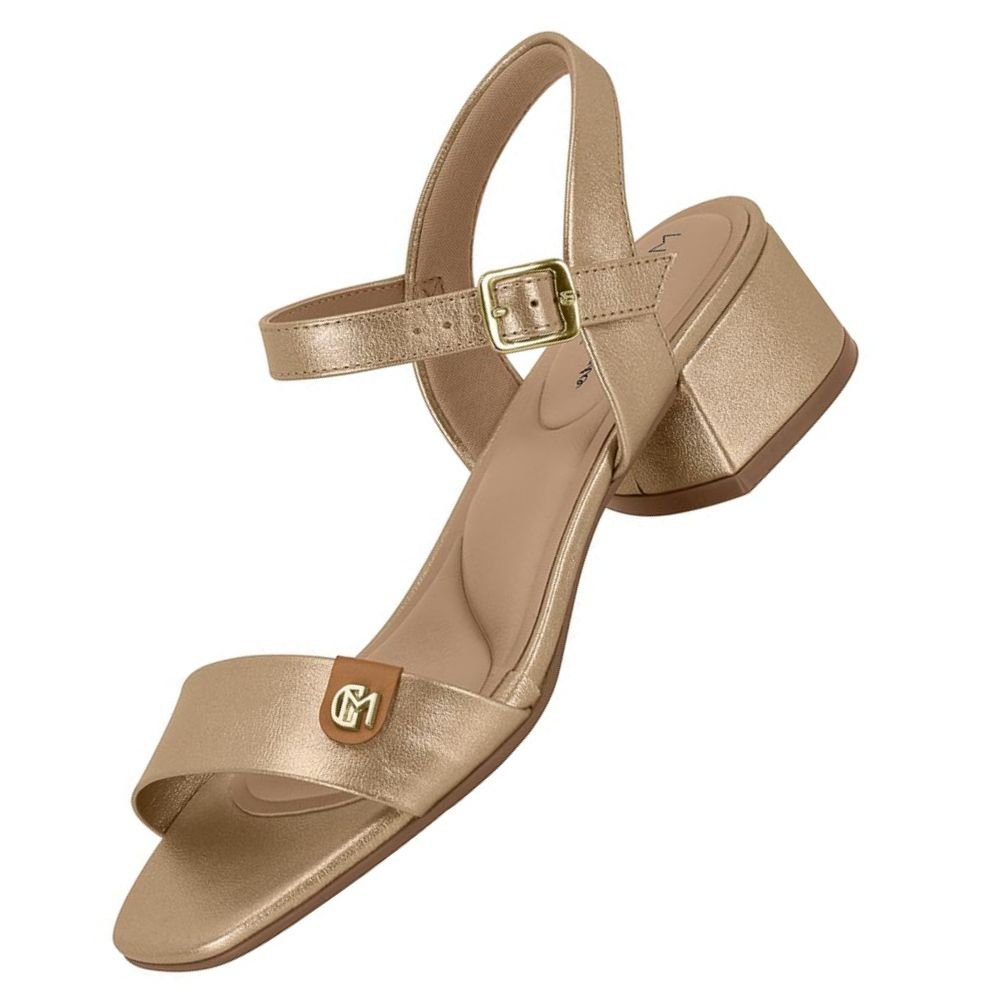 Sandalia Feminina Modare Salto Bloco Baixo Confortavel Casual Festa Dourado 3