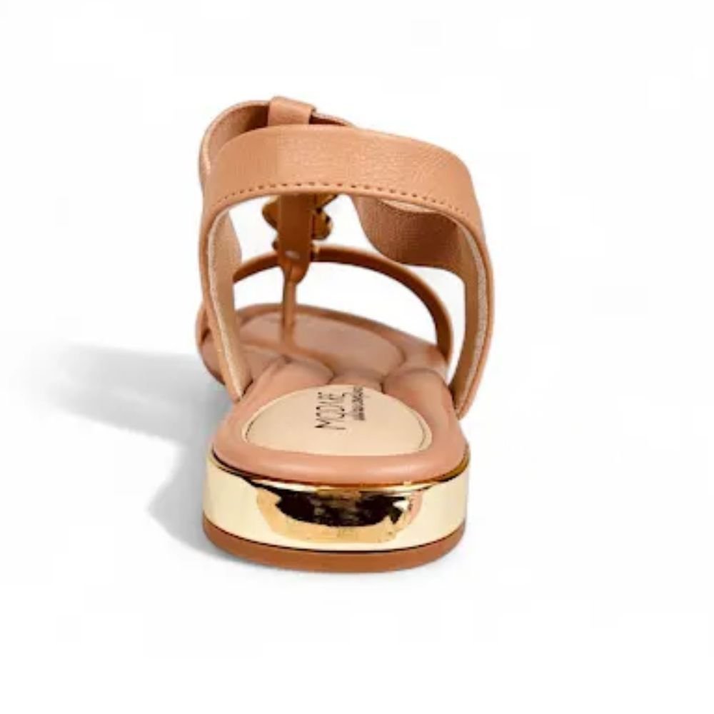 Sandália Rasteira Pedraria Modare Ultraconforto Elastico Bege 4