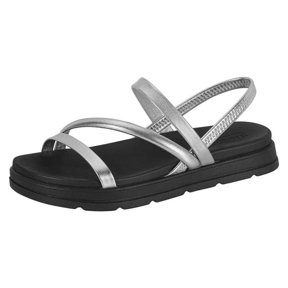 Sandália Feminina Papete Moleca Elastico Prata 4