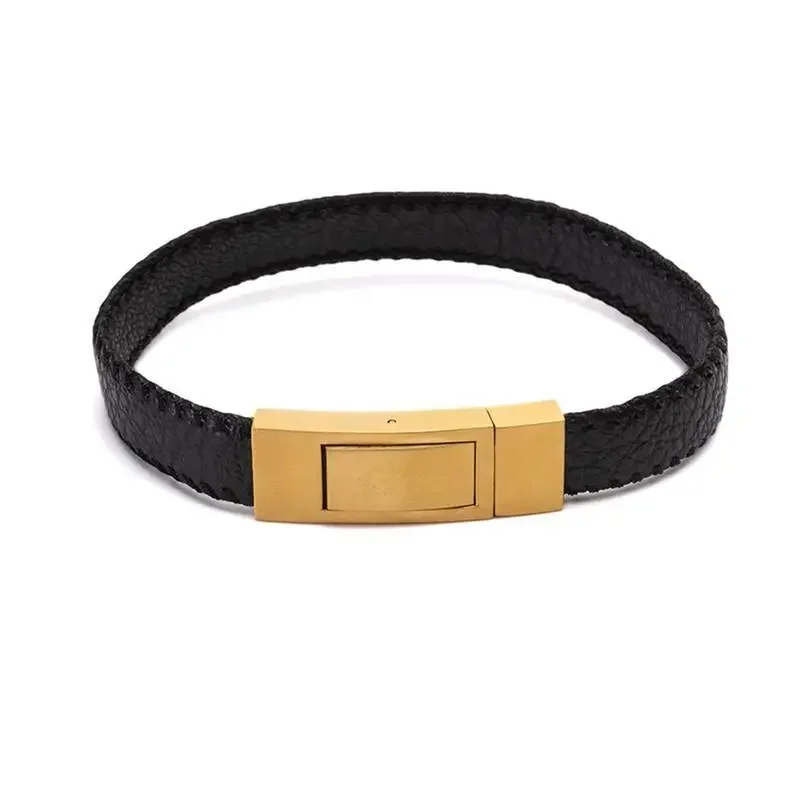 Pulseira Couro Legítimo Key Design Albert Preto 1