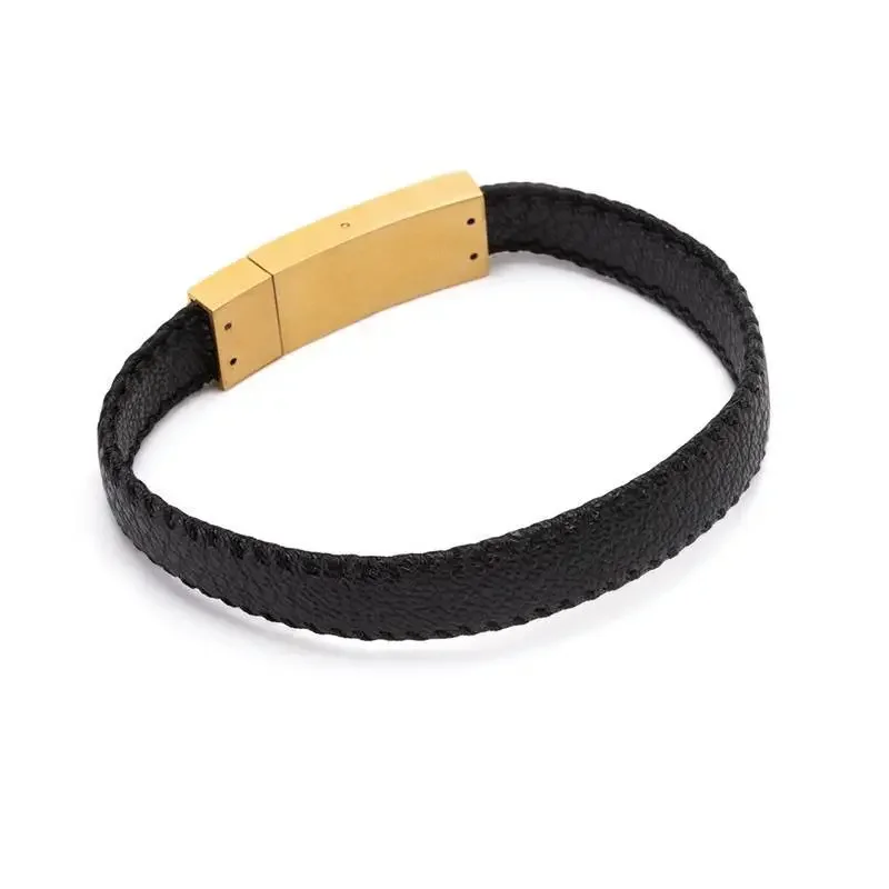 Pulseira Couro Legítimo Key Design Albert Preto 2