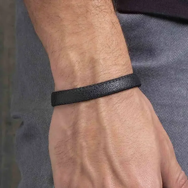 Pulseira Couro Legítimo Key Design Albert Preto 4